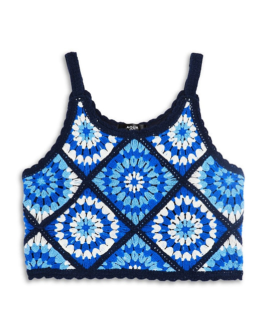 Aqua Girls' Allover Crochet Top