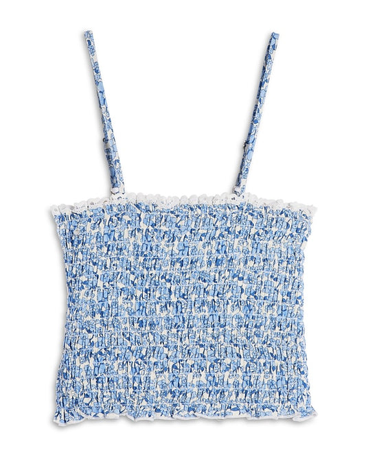 Aqua Girls' Smocked Floral Tank