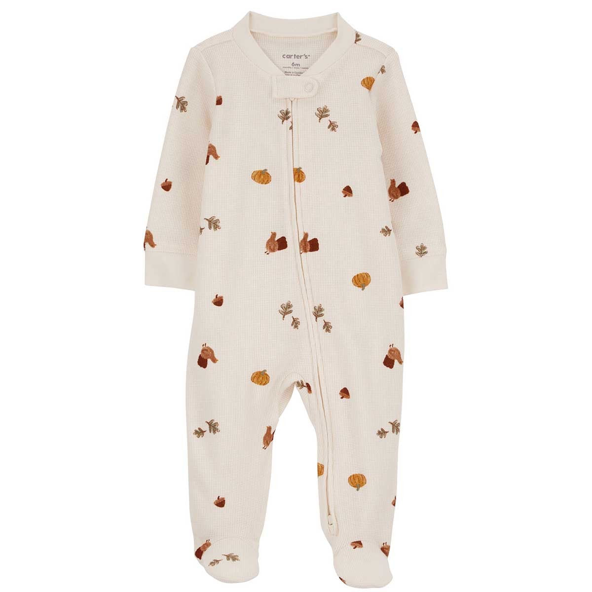 Carter's Baby One-Piece Thanksgiving Fall-Print Thermal Sleep and Play Footed Pajamas - Ivory