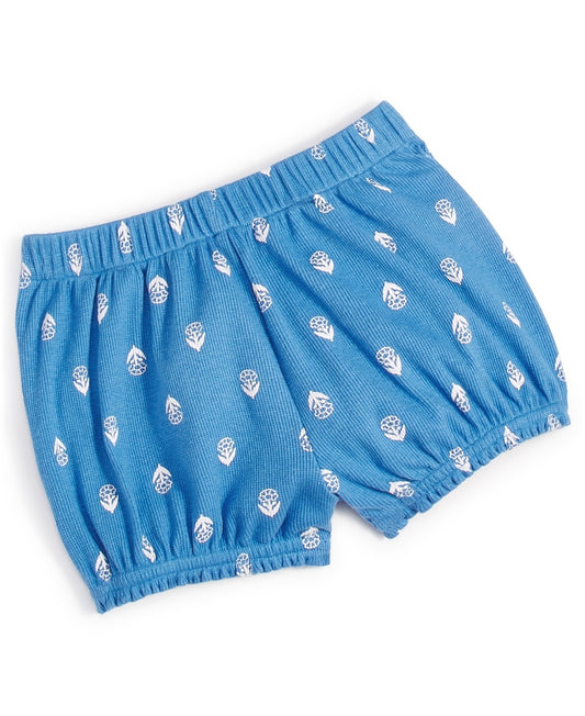First Impressions Baby Girls Simple Stamp Floral Bloomers- Lyric Blue