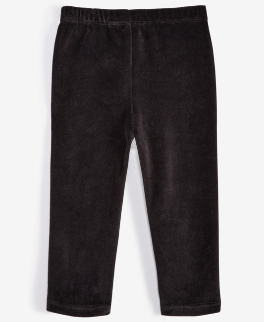First Impressions Baby Girls Solid Velour Leggings- Deep Black