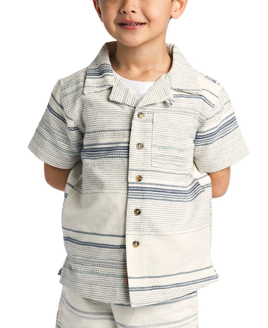 Sovereign Code Boys Tour Textured Striped Shirt - White Stripe