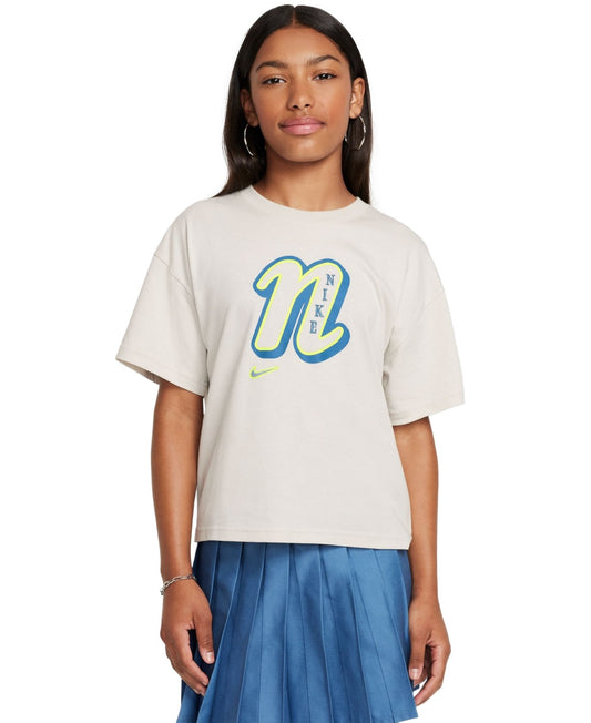 Girls' Nike Sportswear Star Drop Shoulder T-Shirt Large Light Bone