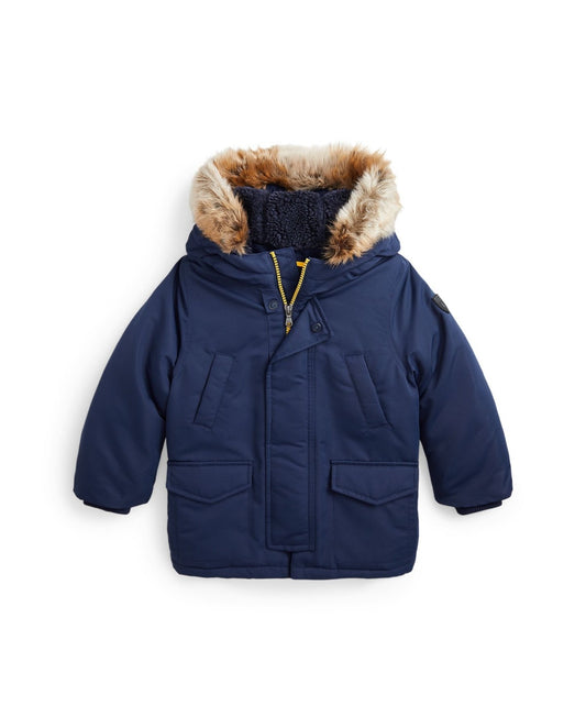 Polo Ralph Lauren Boys Artificial-fur-Trim Down Parka Jacket - Newport Navy