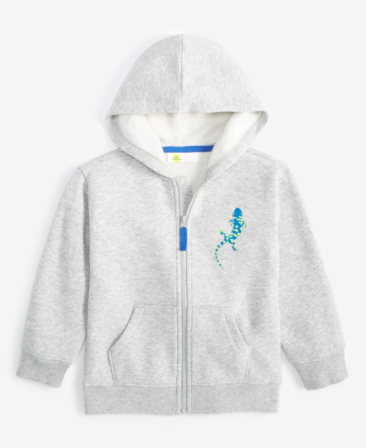 Epic Threads Boys Gecko Zip-up Hoodie- Sterling Hthr