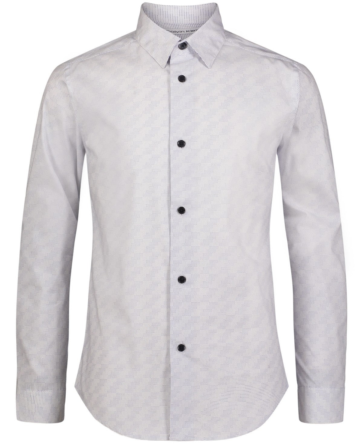 Calvin Klein Big Boys Long Sleeve Stretch Dash Print Shirt - Dark Blue