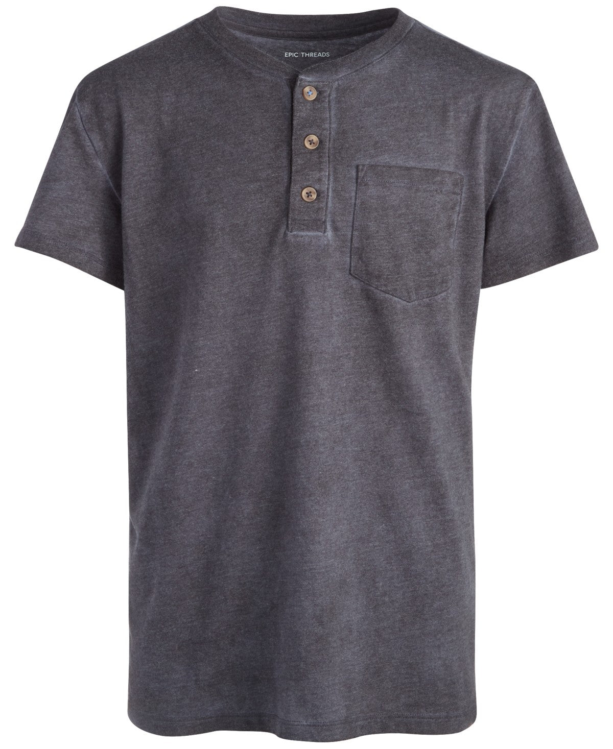 Epic Threads Boys Solid Washed Henley T-Shirt- Grey Jewel
