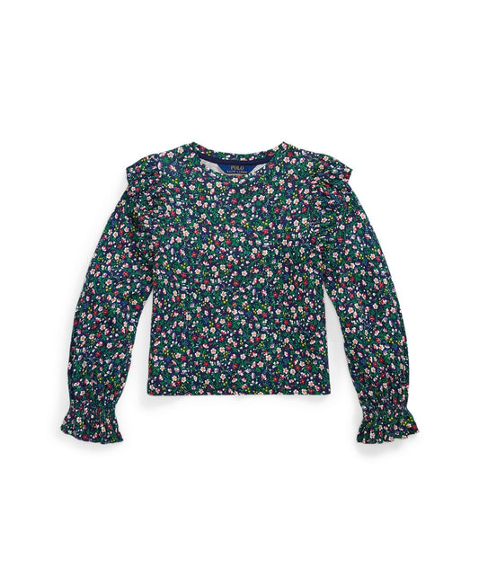 Polo Ralph Lauren Toddler and Little Girls Floral Ruffled Cotton-Modal Top - PAYDEN FLORAL NAVY W/ NAVY