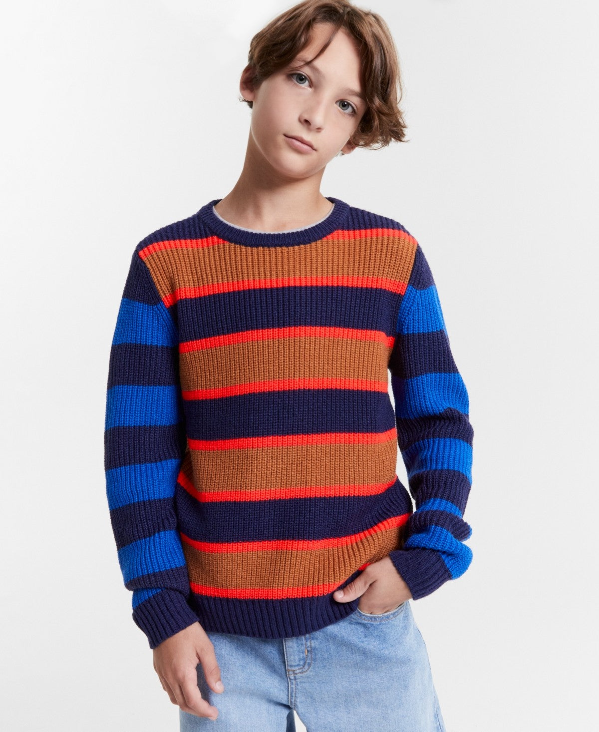 Epic Threads Boys Colorblocked Sweater- Travertine Tile