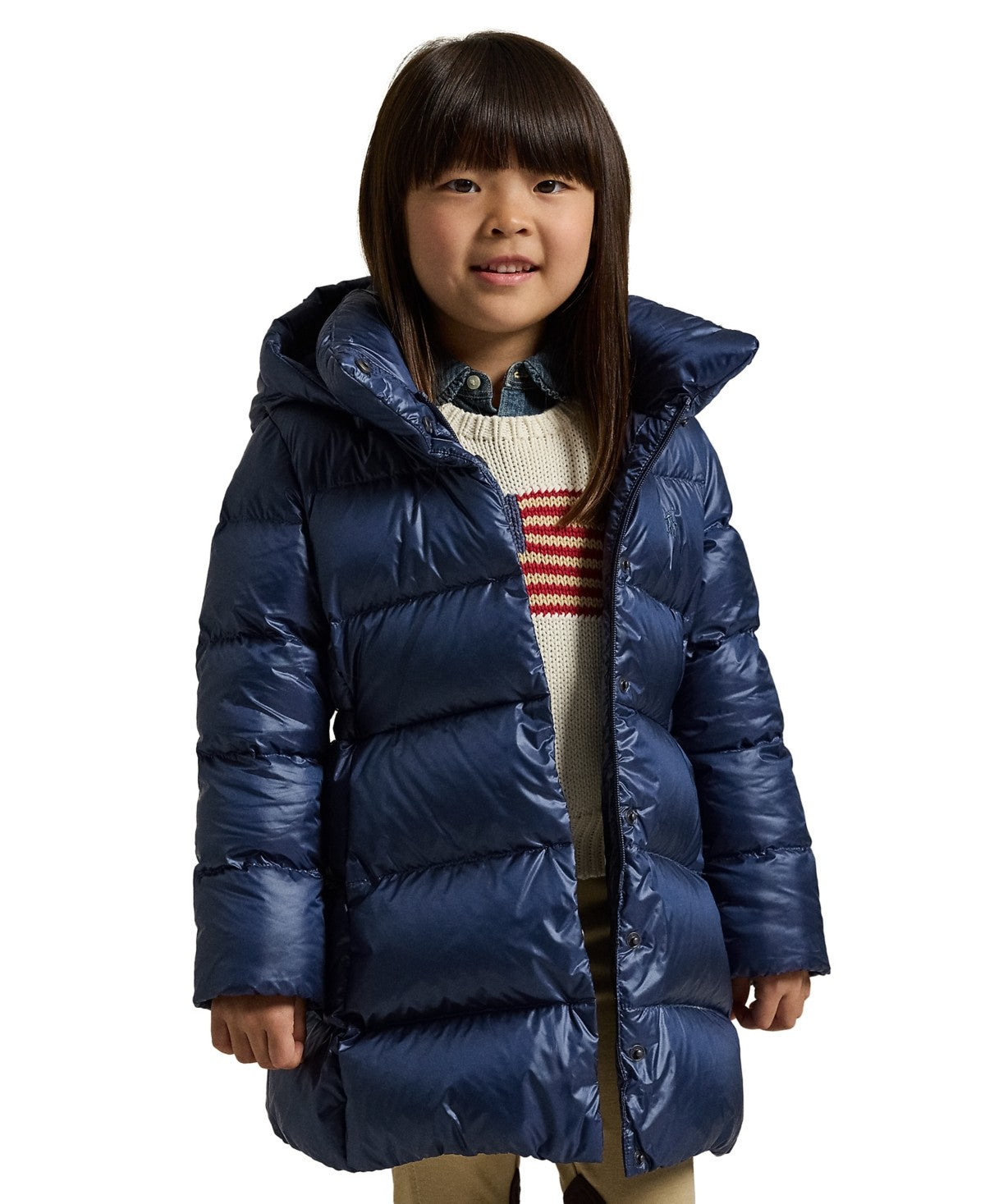 Polo Ralph Lauren Toddler Girls Quilted Long Jacket - Newport Navy
