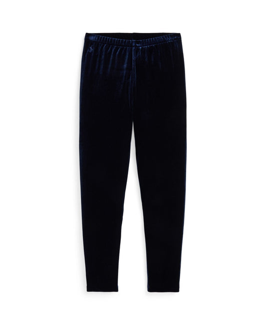 Polo Ralph Lauren Big Girls Stretch Velour Legging Pant - Navy