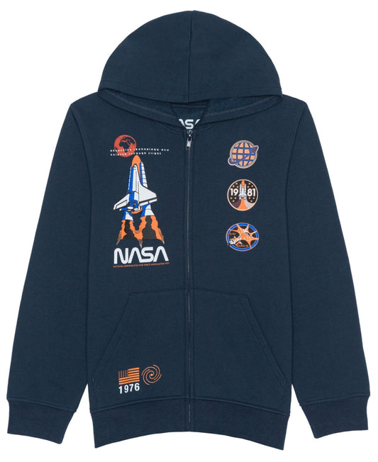 Nasa Big Boys Full Zip Graphic Hoodie - Blue
