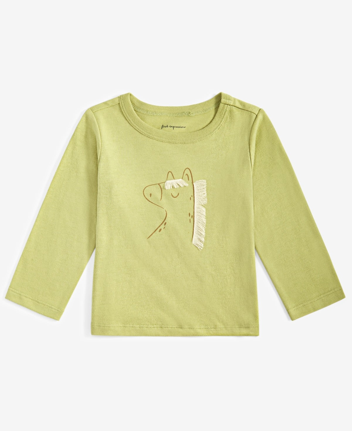 First Impressions Baby Boys Horse Graphic Long-Sleeve Jersey T-Shirt - Fernwood Green