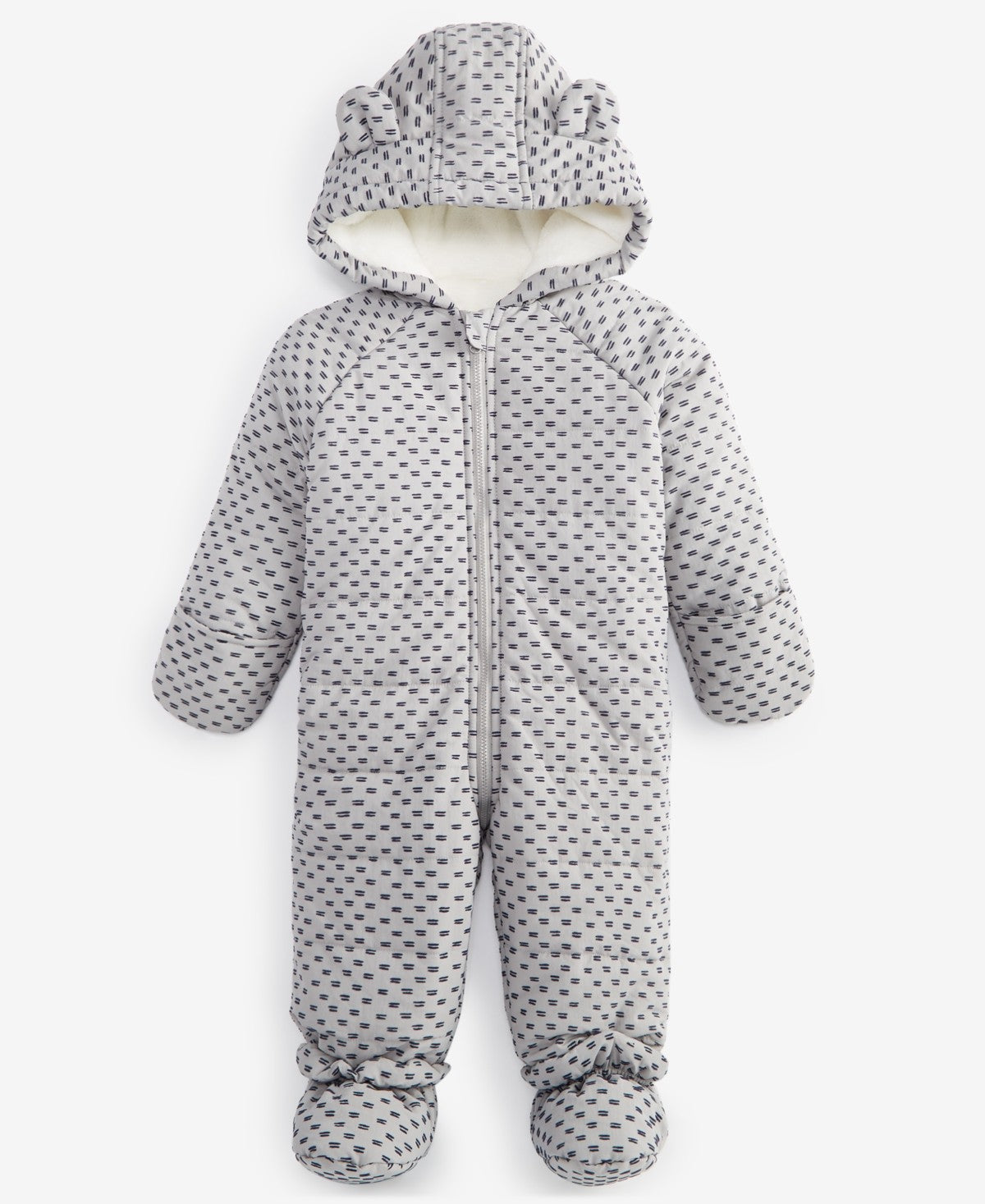 First Impressions Baby Unisex Hooded Flocked Hearts Footed Snowsuit