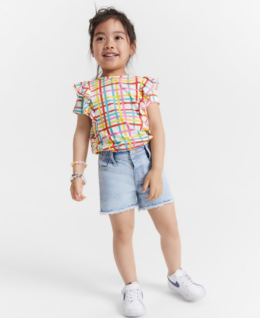 Epic Threads Toddler Girls Painted Plaid Ruffled Top