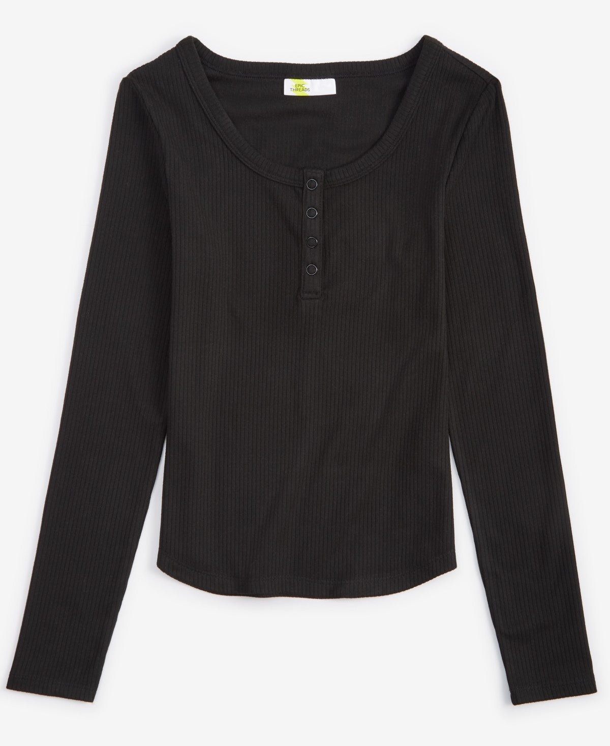 Epic Threads Girls Ribbed-Knit Long-Sleeve Henley