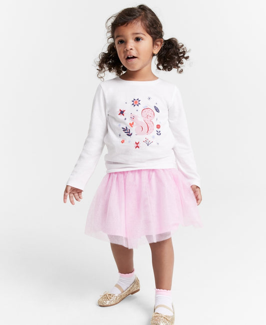 Epic Threads Toddler Girls Long-Sleeve Scandi Squirrel Graphic T-Shirt