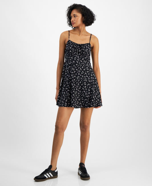 Self Esteem Juniors' Smocked Floral Sleeveless Mini Dress