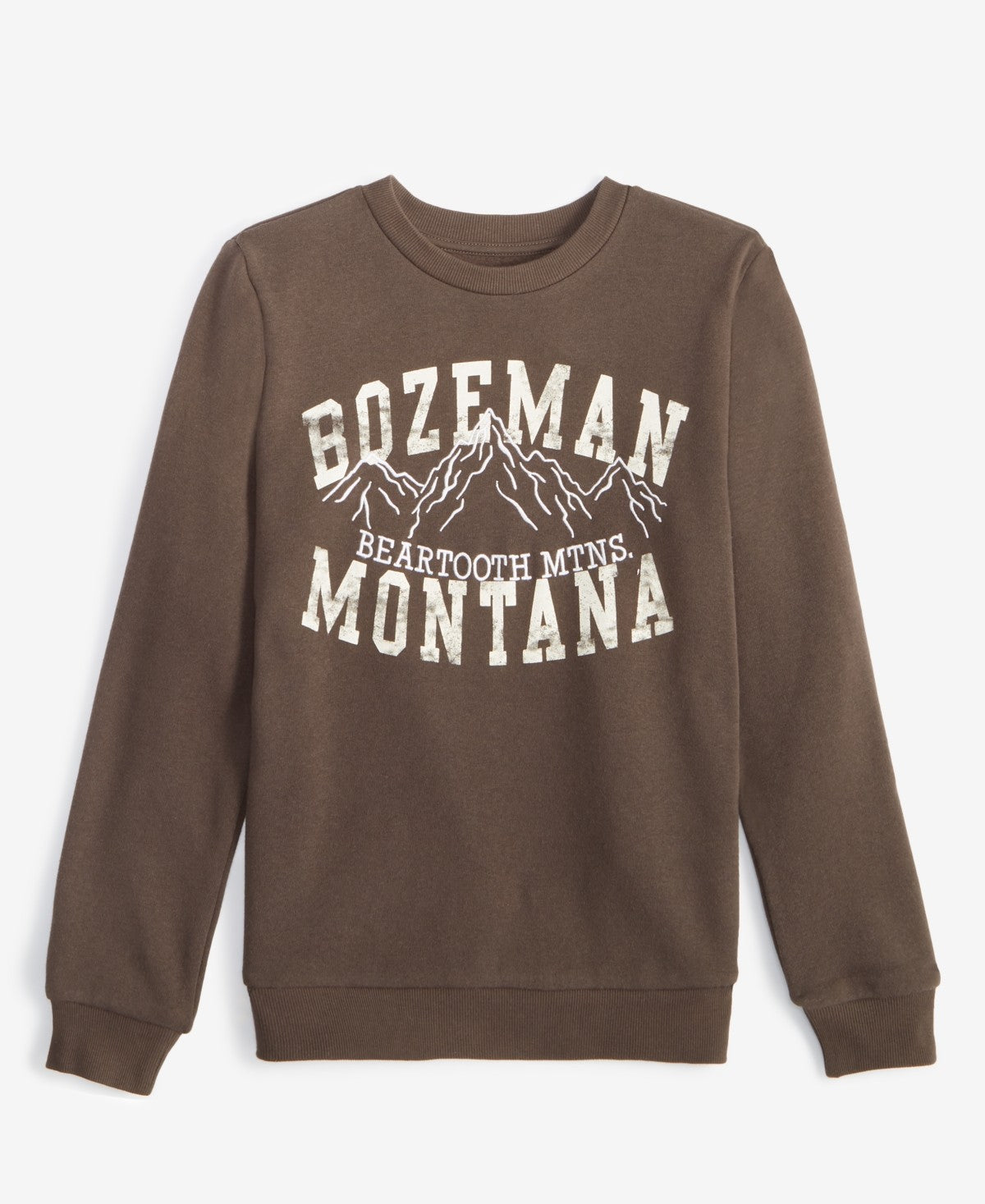 Grayson Threads Kids, the Label Big Boys Bozeman Montana Fleece Graphic Sweatshirt - Brown