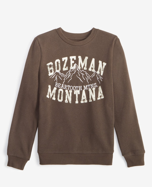 Grayson Threads Kids, the Label Big Boys Bozeman Montana Fleece Graphic Sweatshirt - Brown