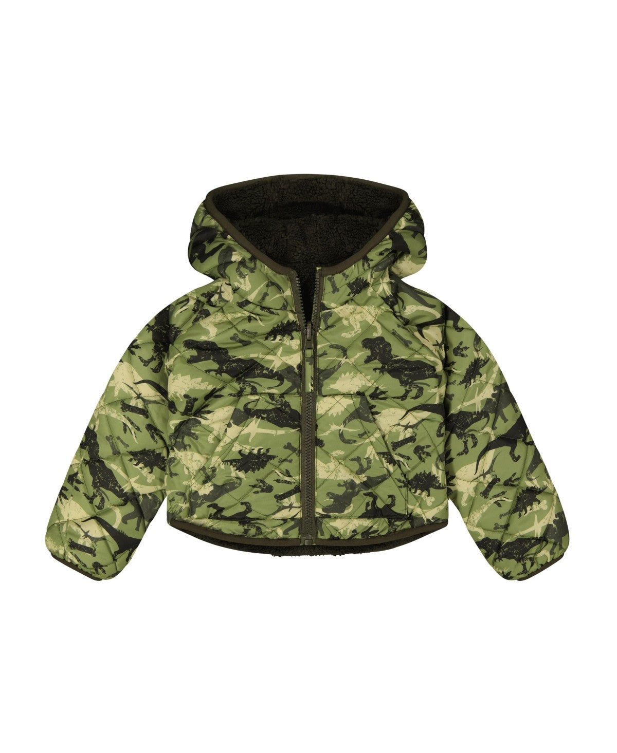 S Rothschild & Co Baby Boys Dino Print Quilted Reversible Jacket