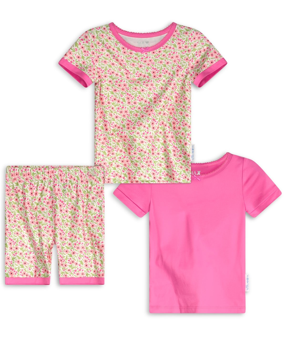 Max & Olivia Baby Girls Three Piece Snug Fit Pajama Set - Pink