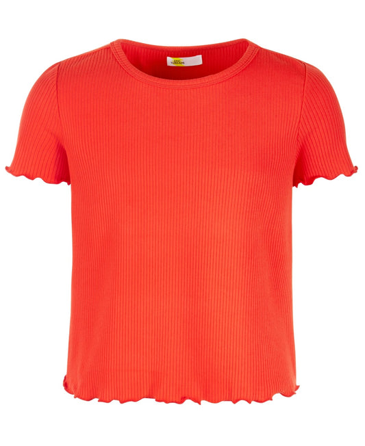 Epic Threads Girls Solid Ribbed T-Shirt- Atomic Orange