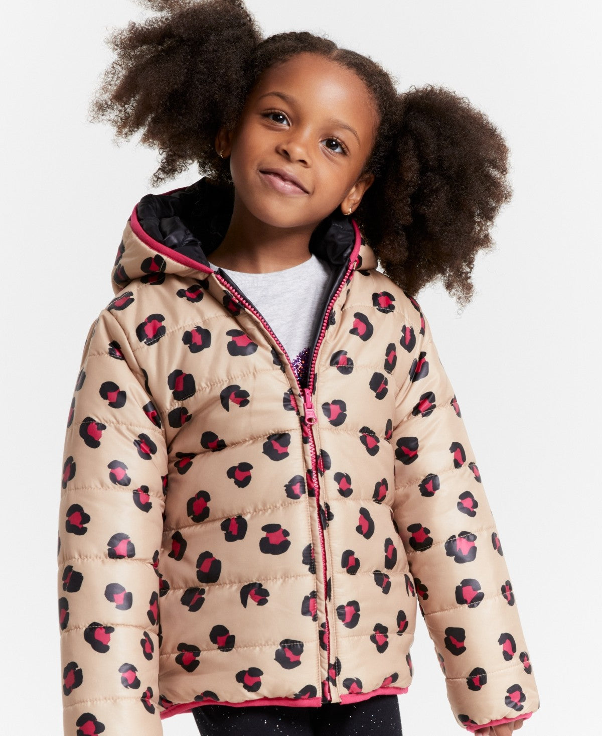 Epic Threads Girls Pop Leopard-Print Reversible Full-Zip Hooded Puffer Jacket