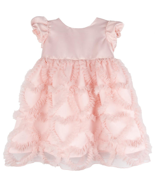 Rare Editions Baby Girl Social Dress with Heart Soutache Skirt - Blush