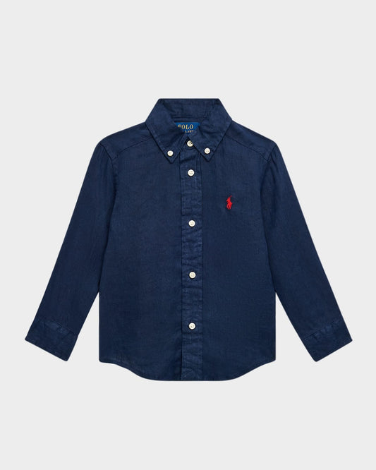 Polo Ralph Lauren Boys Linen Shirt - Newport Navy $59.50 online
