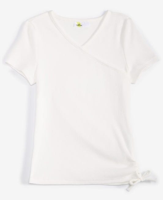 Epic Threads Girls Solid-Color Faux-Wrap Top- Popcorn Yellow