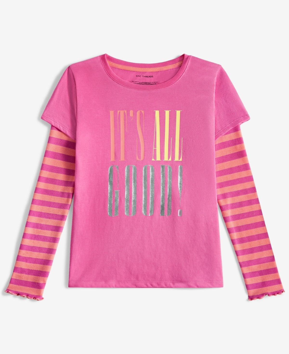 Epic Threads Little & Big Girls It's All Good Graphic Layered-Look T-Shirt