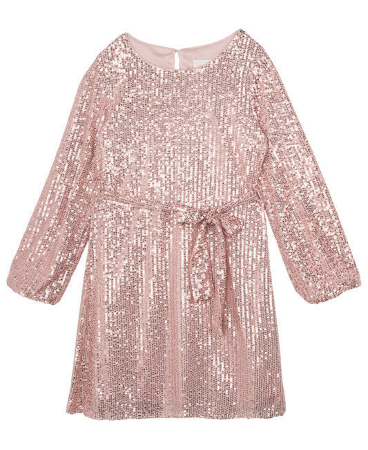 Rare Editions Big Girls Sequin Shift Dress - Mauve