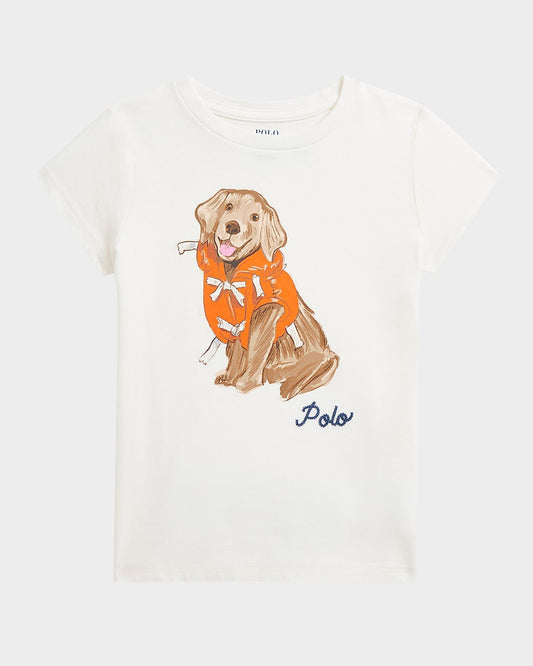 Polo Ralph Lauren Little Girls Dog-Print Jersey T-Shirt