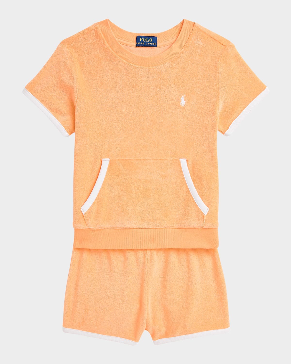 Polo Ralph Lauren Girls Terry Sweatshirt and Short Set - Soft Creamsicle