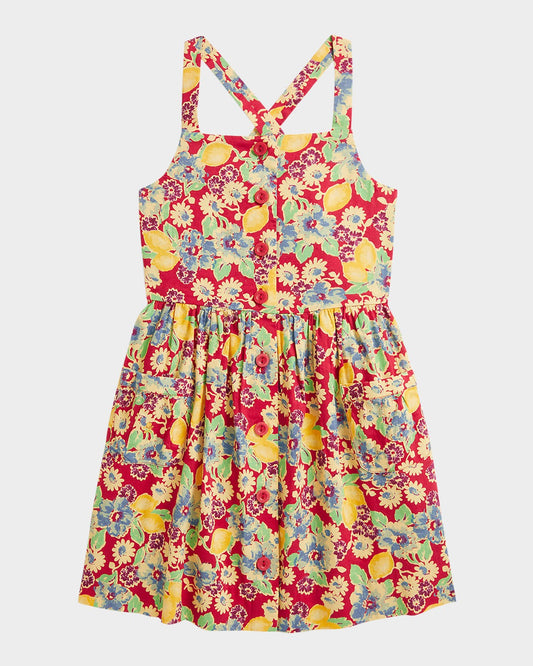 Polo Ralph Lauren Toddler Girls Lemon-Floral Slub Dress