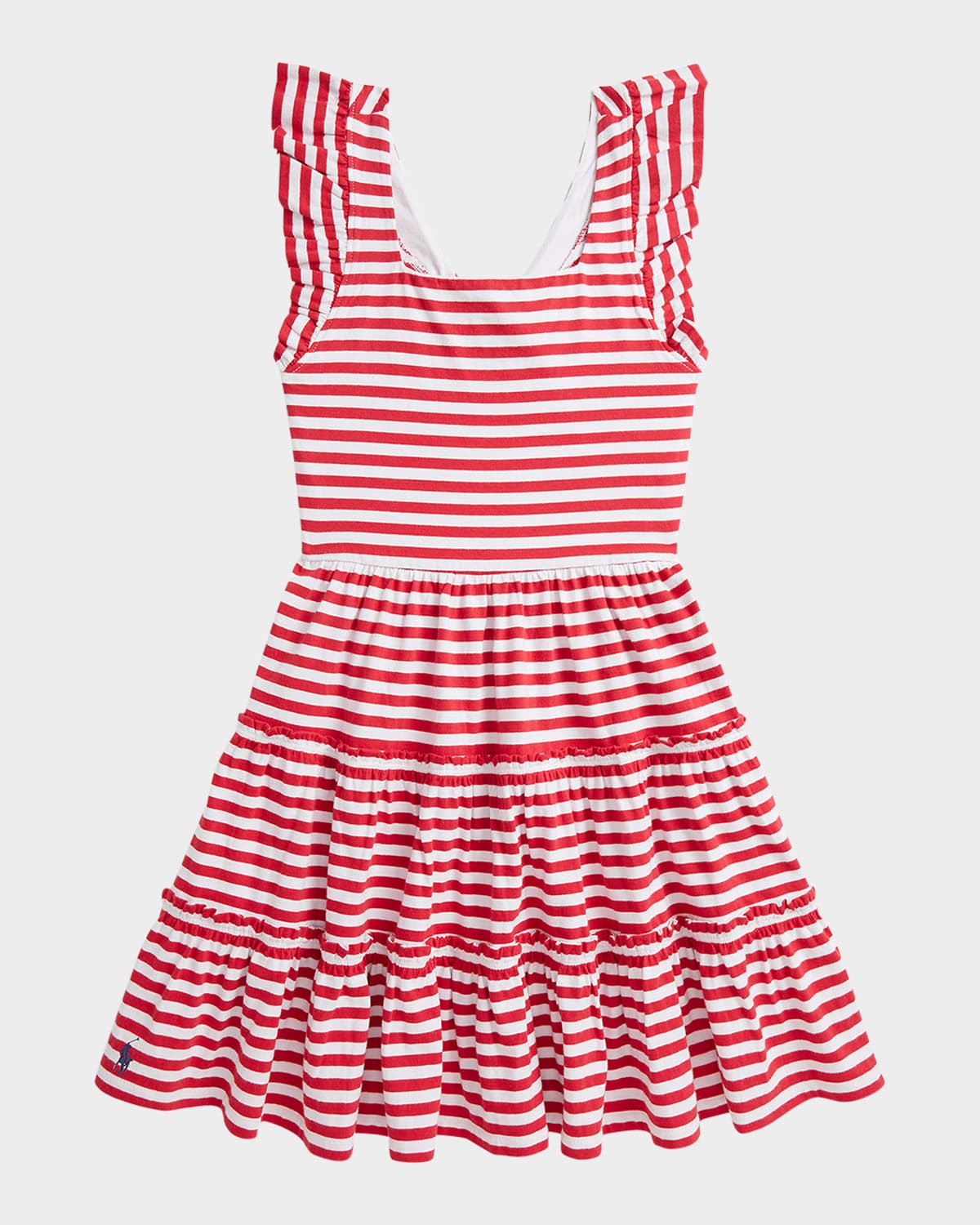 Polo Ralph Lauren Big Girls Striped Ruffled Jersey Dress