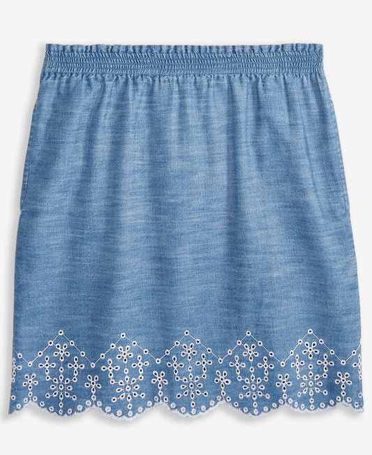 Epic Threads Little Girls Eyelet-Trim Chambray Skirt