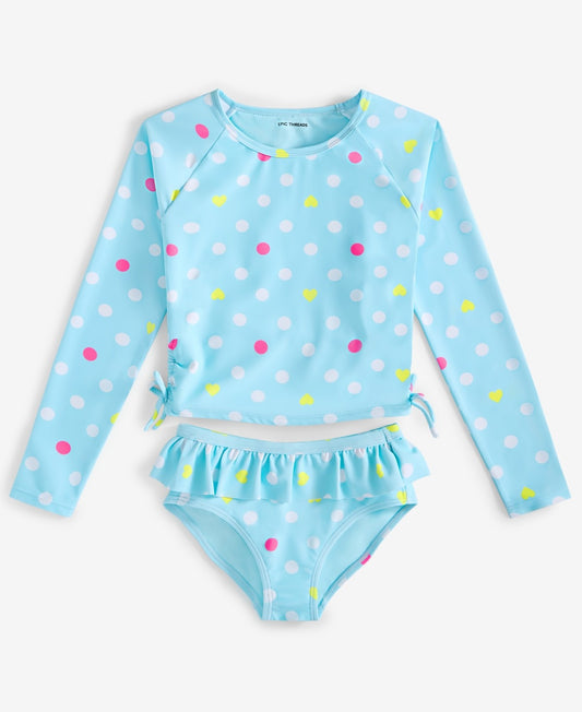 Epic Threads Toddler Girls Splayful Dot Long-Sleeve Rash Guard Two Piece Set