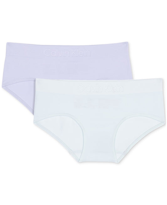 Calvin Klein Big Girls Seamless Embossed Hipster Underwear, Pack of 2