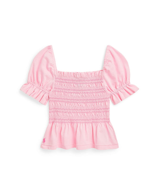 Polo Ralph Lauren Girls Smocked Jersey Peplum Top