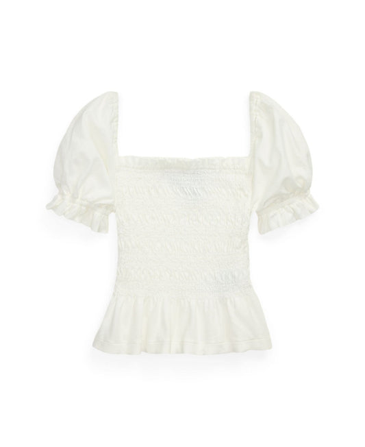 Polo Ralph Lauren Toddler and Little Girls Smocked Jersey Peplum Top - White $21.93 online