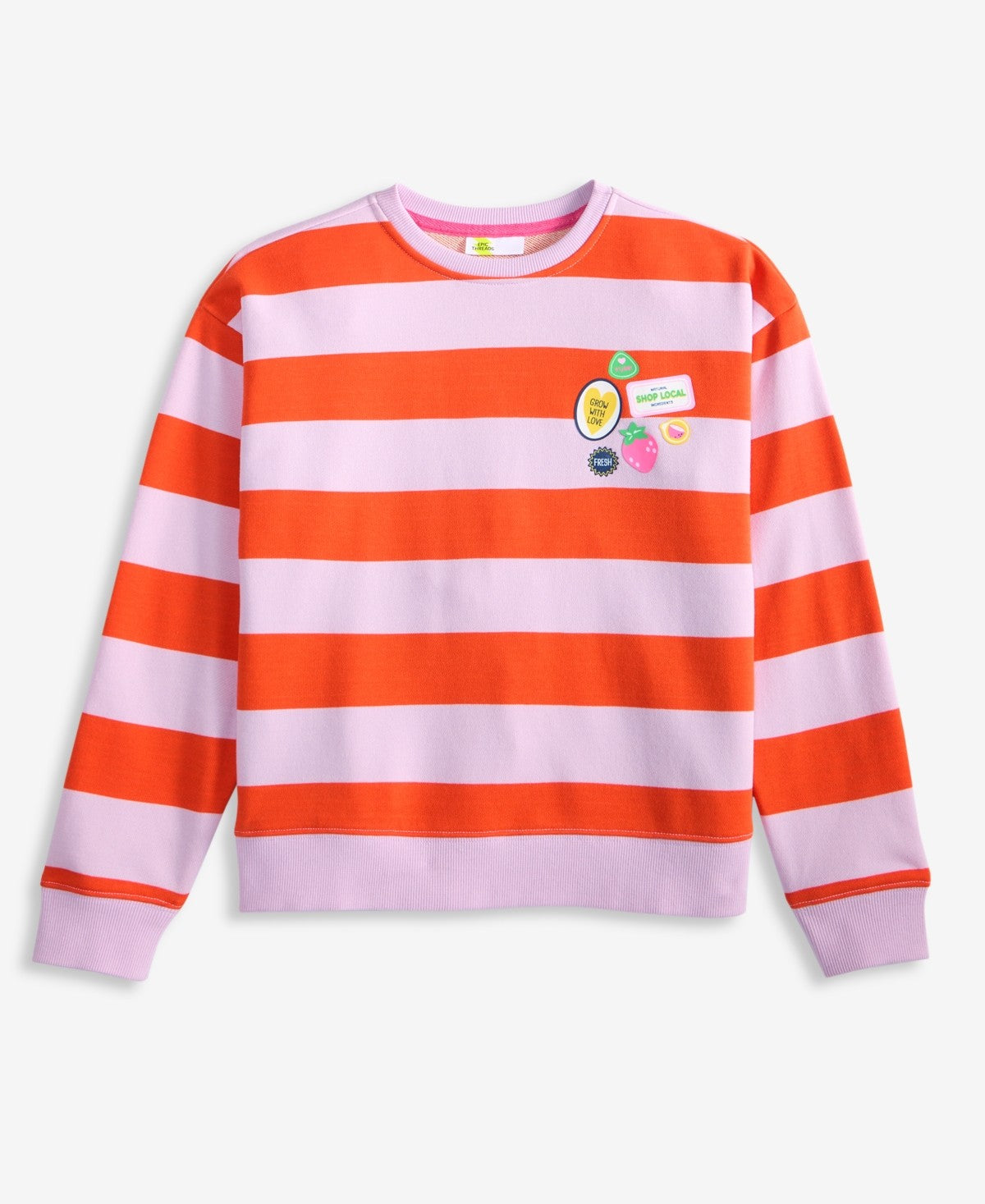Epic Threads Little Girls Striped Patch Sweatshirt