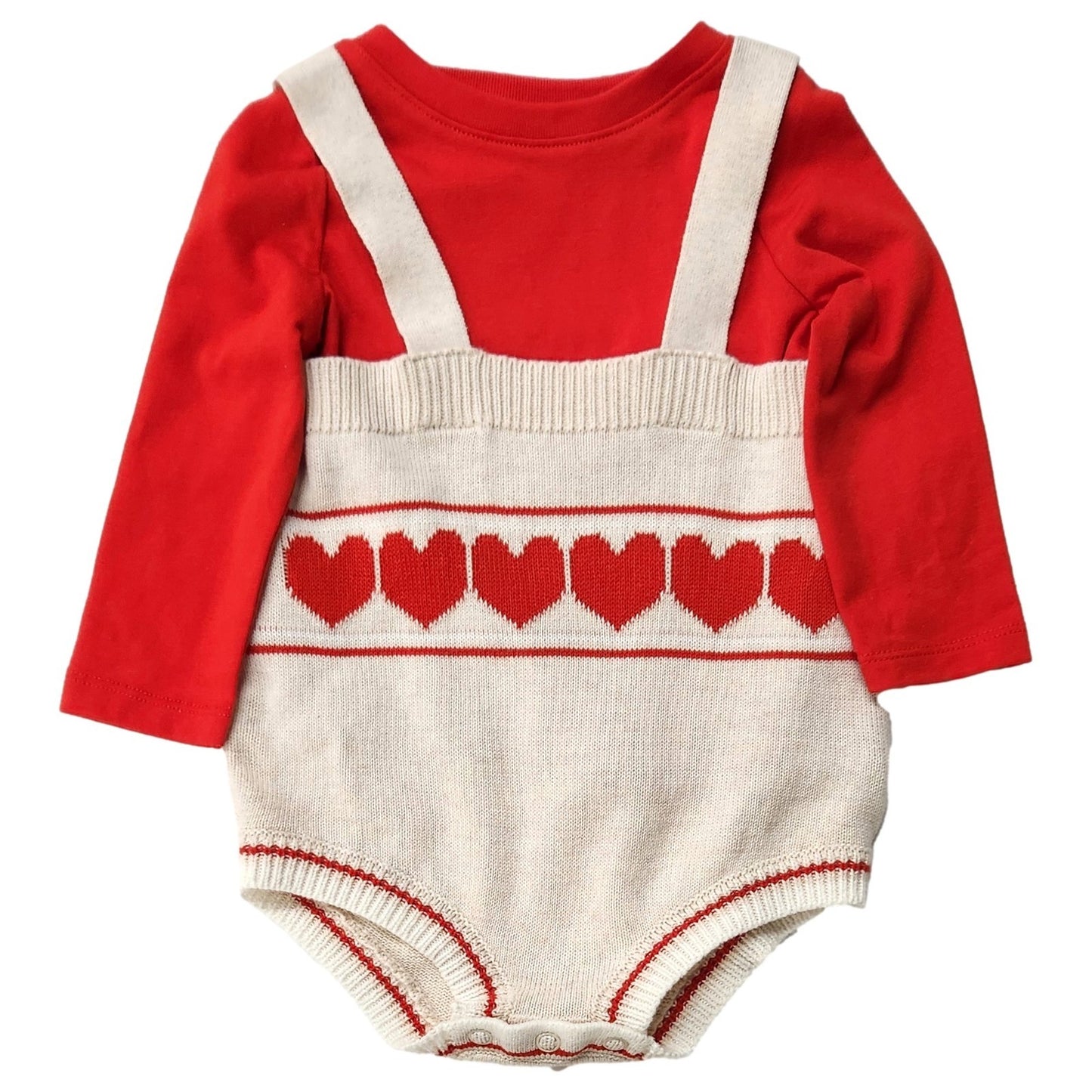 Cat & Jack Infant Baby Boys Red Tee Shirt & Heart Romper Pants Set