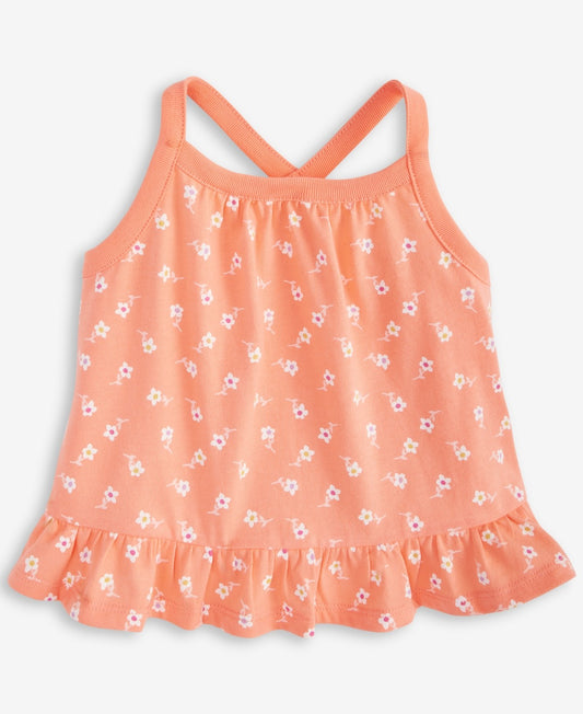 First Impressions Baby Girls Simple Floral-Print Peplum Tank Top