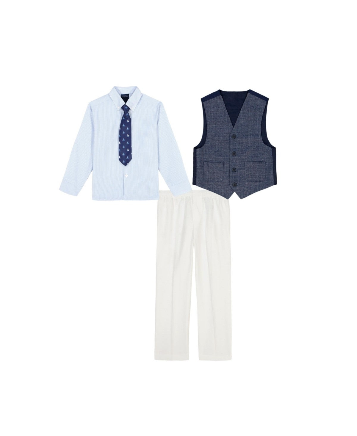 Nautica Boys Textured Printed Knit Duo Vest Set with Tie