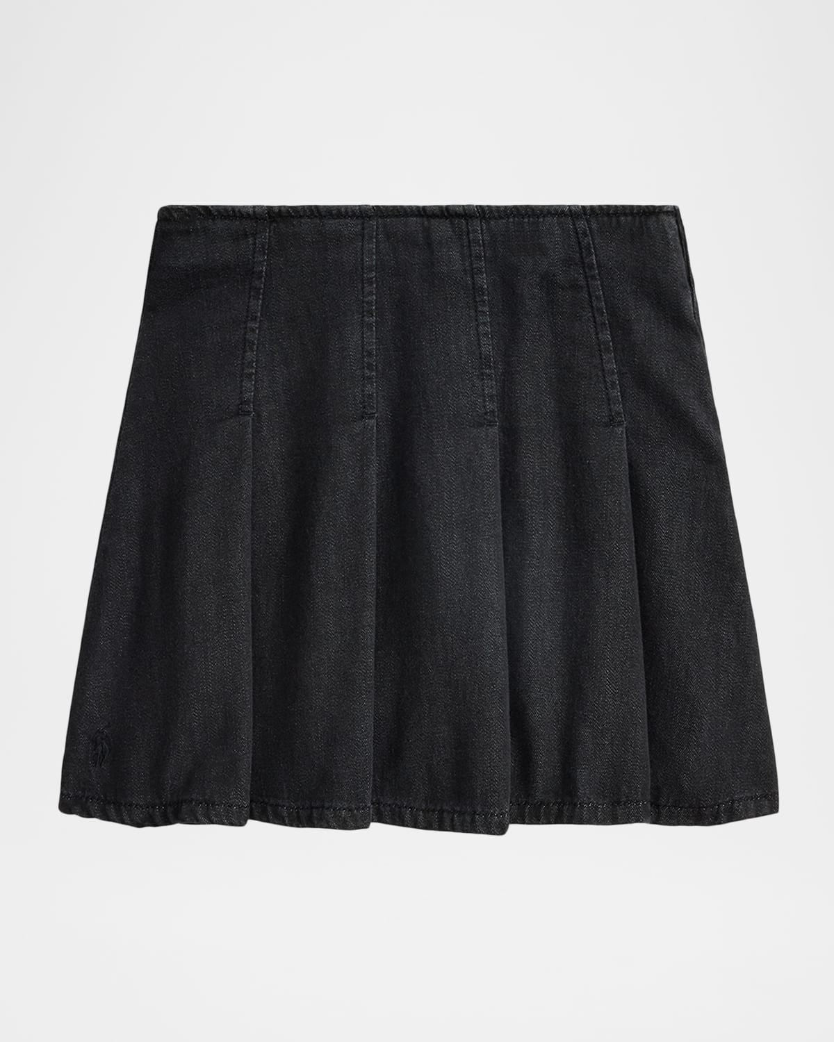 Polo Ralph Lauren Girls Pleated Cotton Denim Skirt