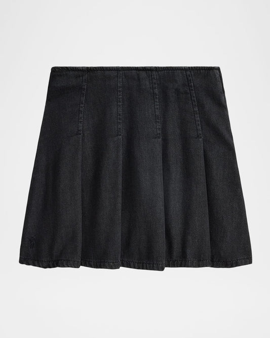 Polo Ralph Lauren Girls Pleated Cotton Denim Skirt