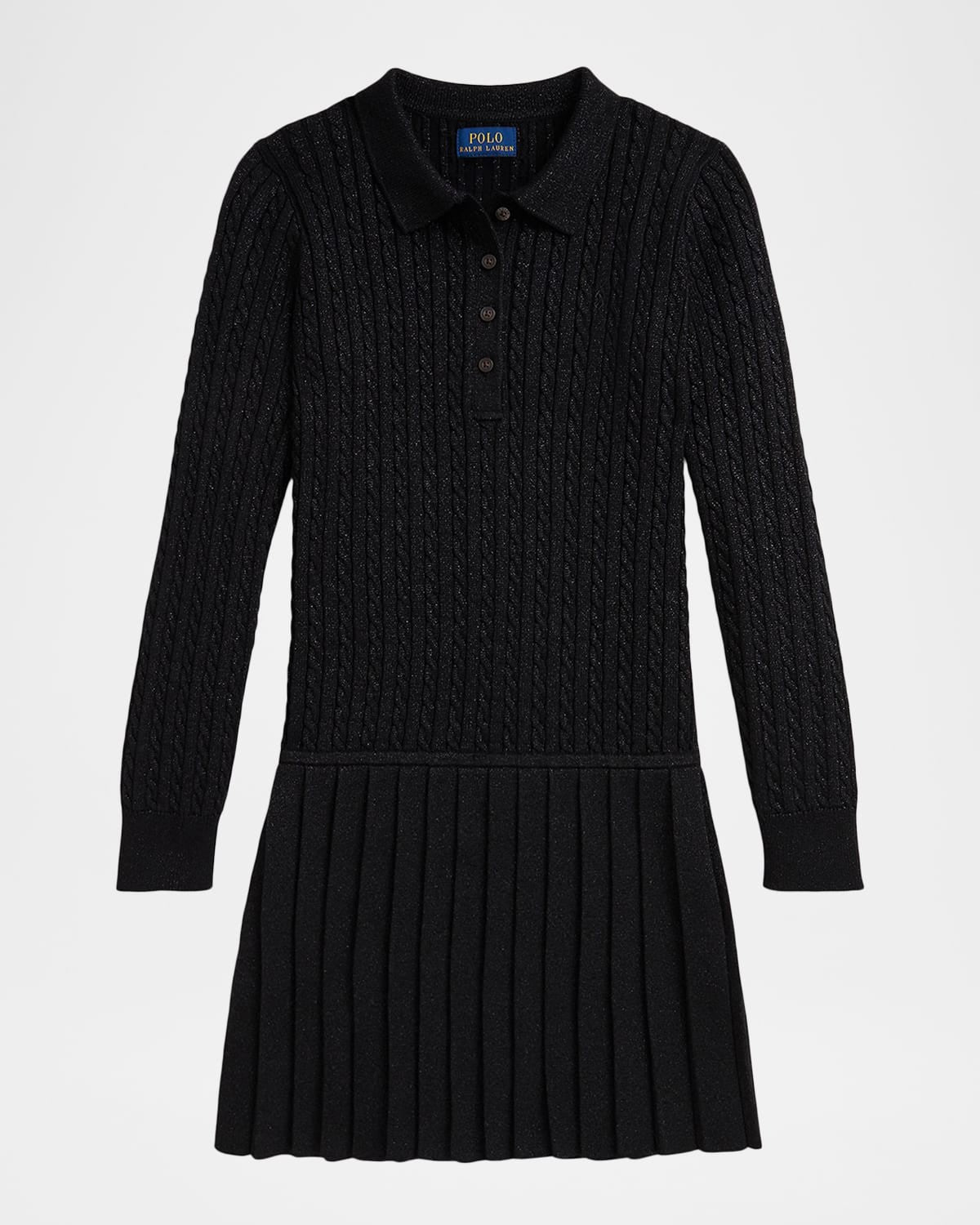 Polo Ralph Lauren Girl's Metallic Mini-Cable Polo Sweater Dress