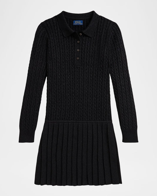 Polo Ralph Lauren Girl's Metallic Mini-Cable Polo Sweater Dress